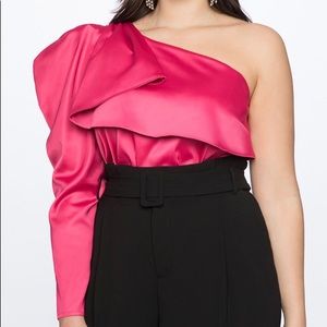 Size 24 Eloquii draped one shoulder blouse
